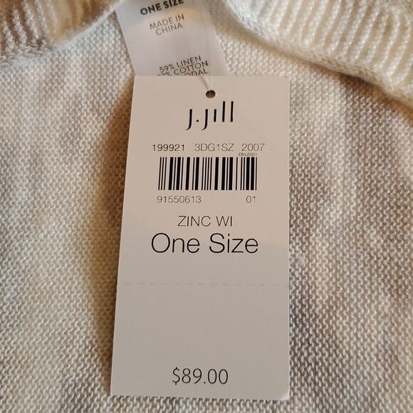 𝅺PUREJILL 56% linen pullover NWT poncho style size OS - Picture 4 of 7